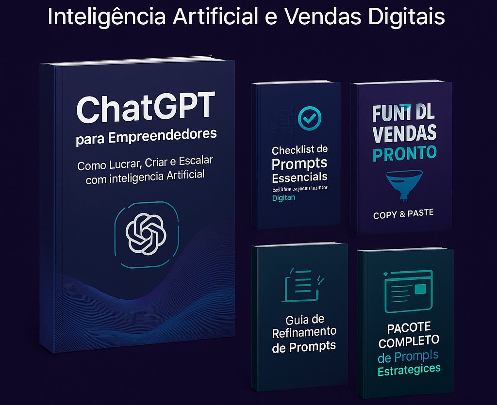 imagem das capas dos ebooks do pacote para ia definitivo para vendas em escala